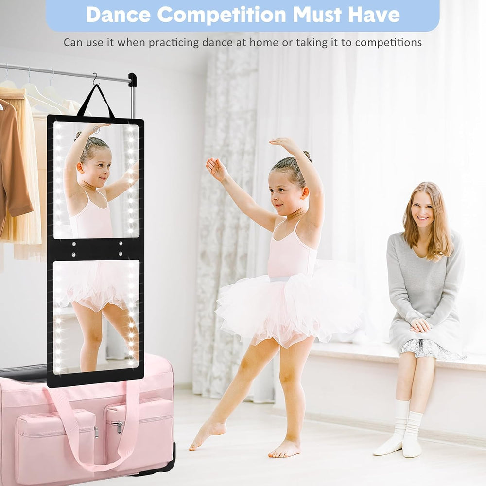 Lighted Hanging Full Length Body Mirror, Portable Dance Mirror, Foldable