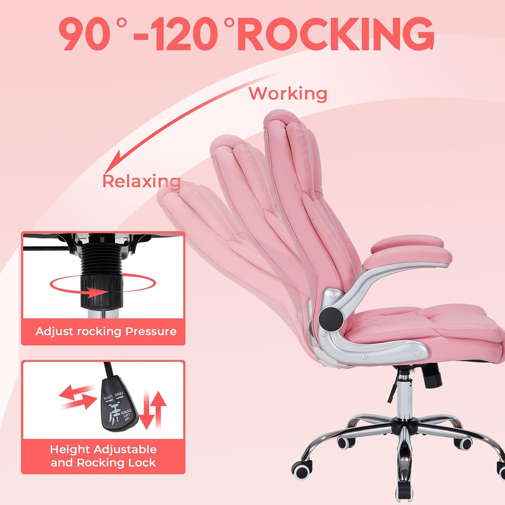 400lbs Executive Office Chair with Flip-Up Armrests, Big and Tall Computer Ch...