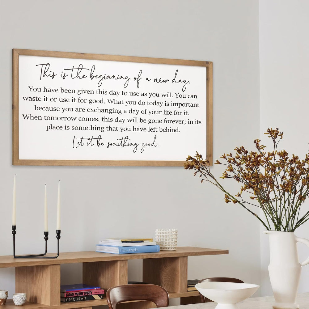 flangairy Motivational Wall Decor, 31.5x15.7 Inches Large Wooden Quote Wall A...