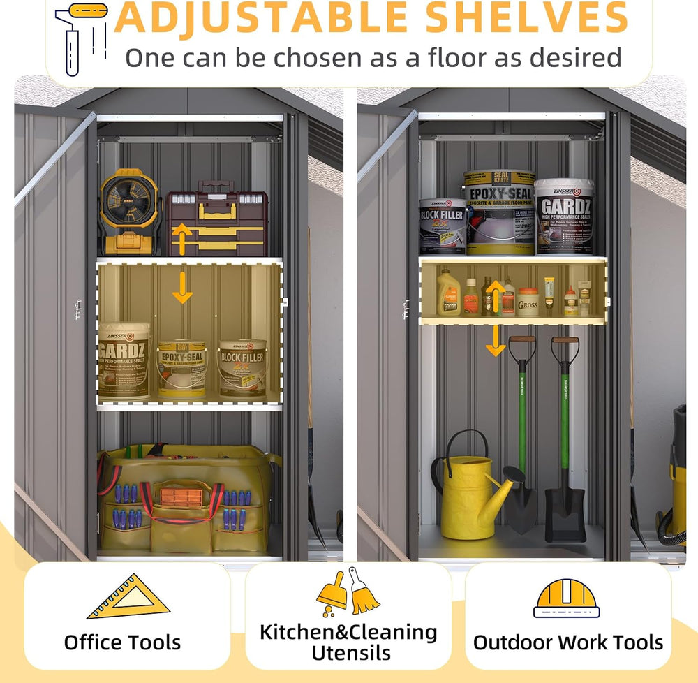 AECOJOY Outdoor Storage Cabinet Waterproof with Shelves and Firewood Rack