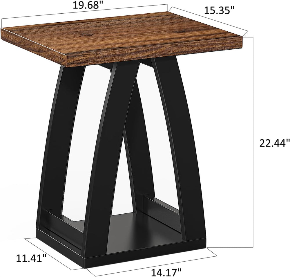 FROMJBEST End Table Set of 2, Side Table Living Room,Nightstand Black&Brown