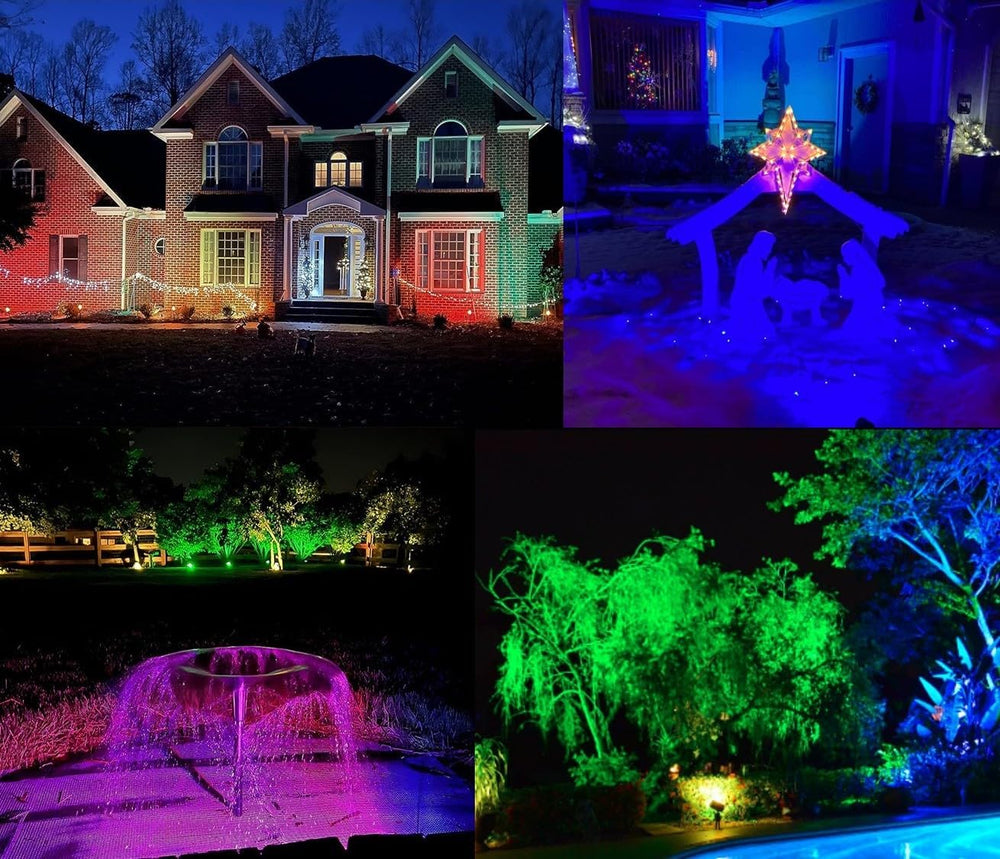 TOVEENEN 25W Color LED Outdoor Landscape Spotlight with Strobe Lighting - Wat...