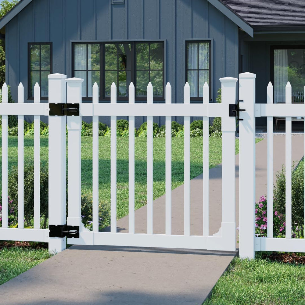 WamBam Nantucket Picket Gate, White Vinyl No Dig DIY Kit