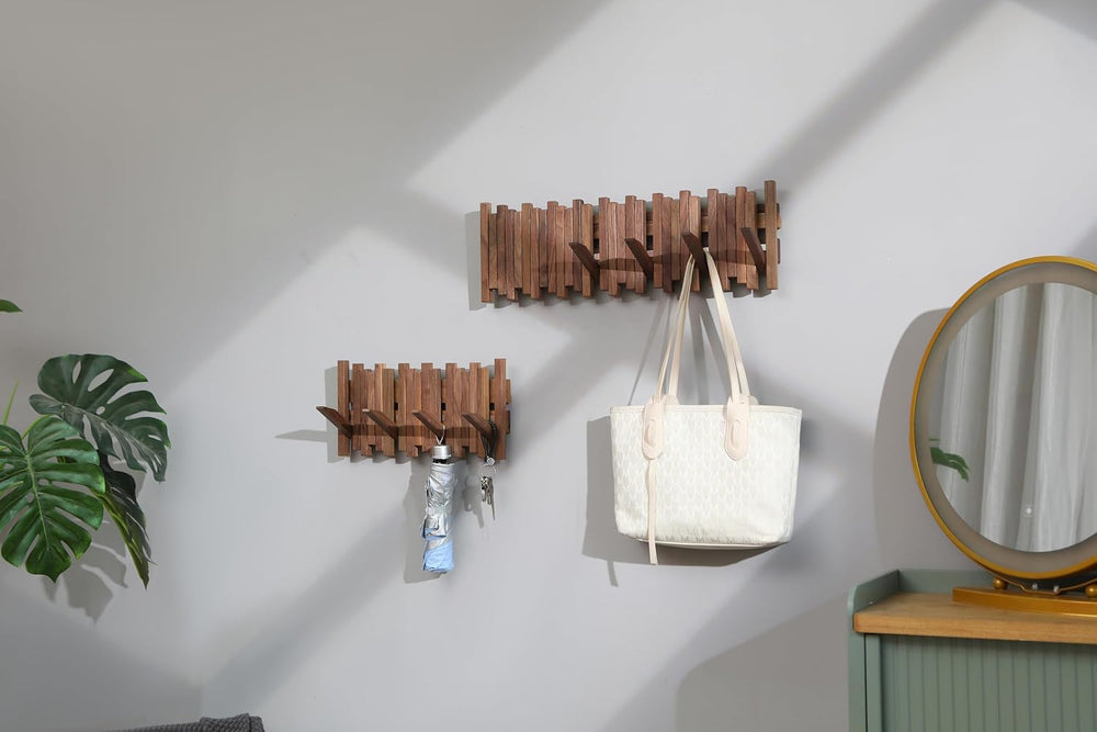 Black Walnut Hardwood Wall Mounted Piano Coat Rack
