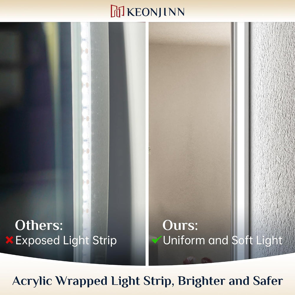 Keonjinn 24" x 36" LED Mirror for Bathroom, Backlit Mirror 6000K Da...