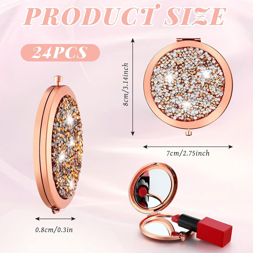 Vicenpal 24 Pcs Compact Mirrors Round Pocket for Bridesmaid Gifts