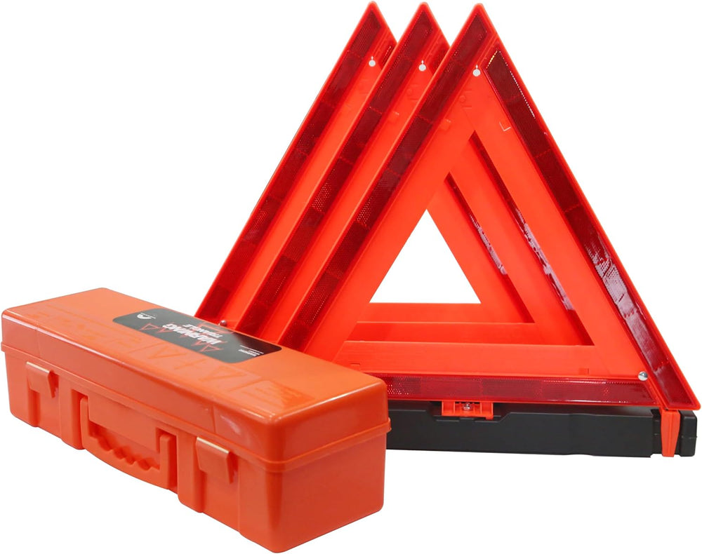 WORKKOOL 3 Pack Foldable Warning Reflective Triangles with Carrying Case, Hea...