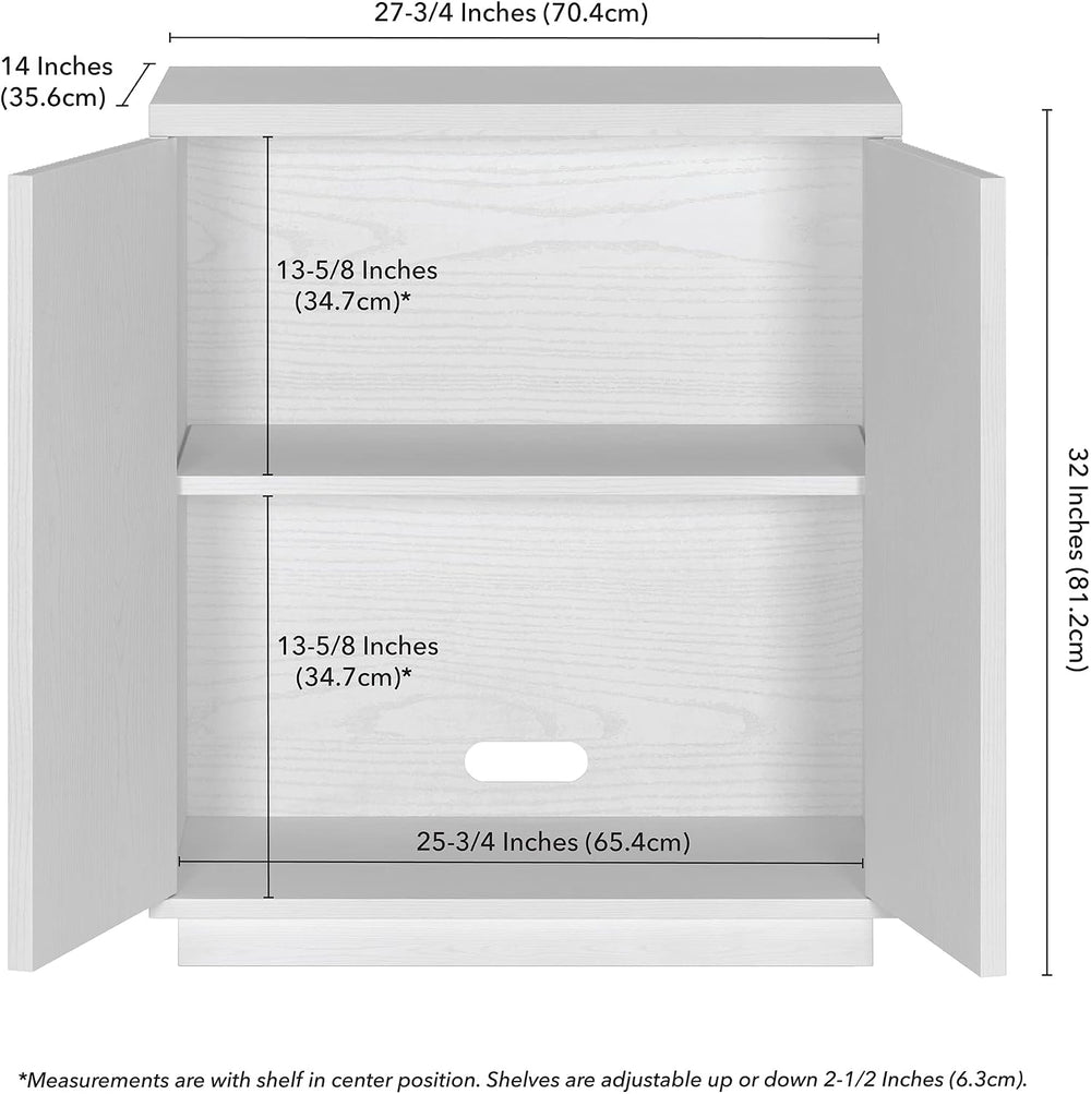 Henn&Hart 28" Fluted Accent Cabinet, Sideboard Buffet, Cloud White