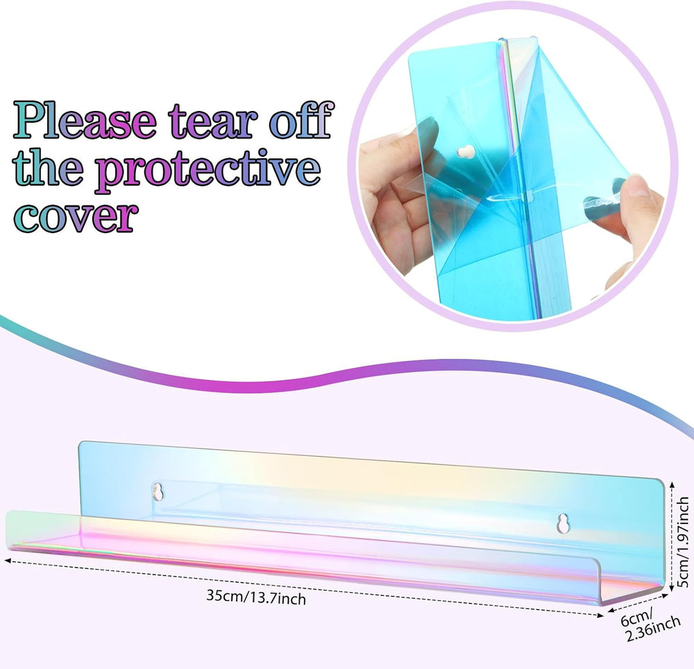 Blulu 8 Packs 14 Inch Acrylic Floating Shelf Wall Mounted Invisible Acrylic S...