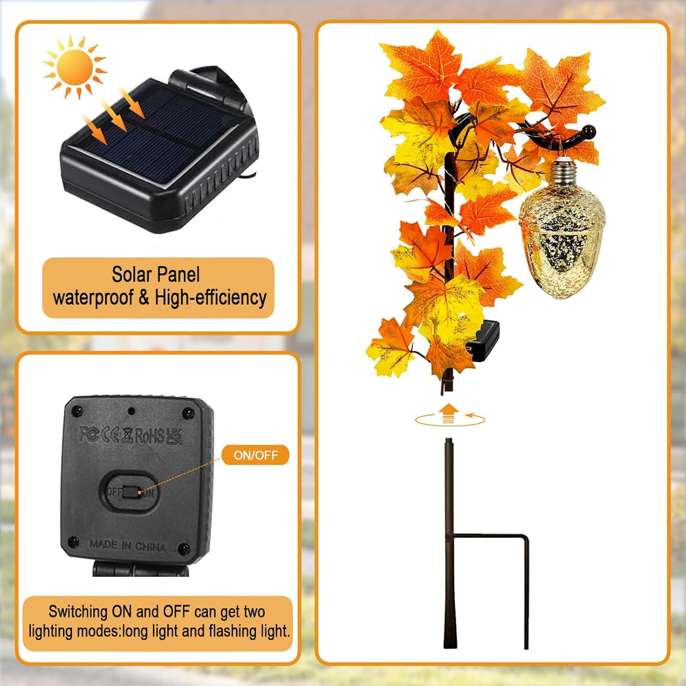 Acorn Solar Lights Outdoor Pathway,Fall Decorations Outdoor Garden Stakes