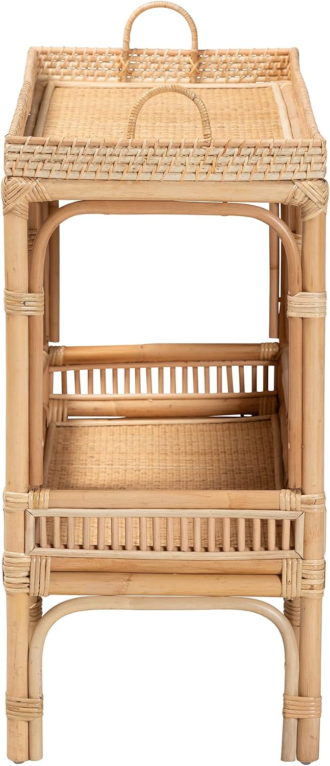 Bali & pari Lombok Modern Bohemian Natural Rattan 2-Tier Console Table