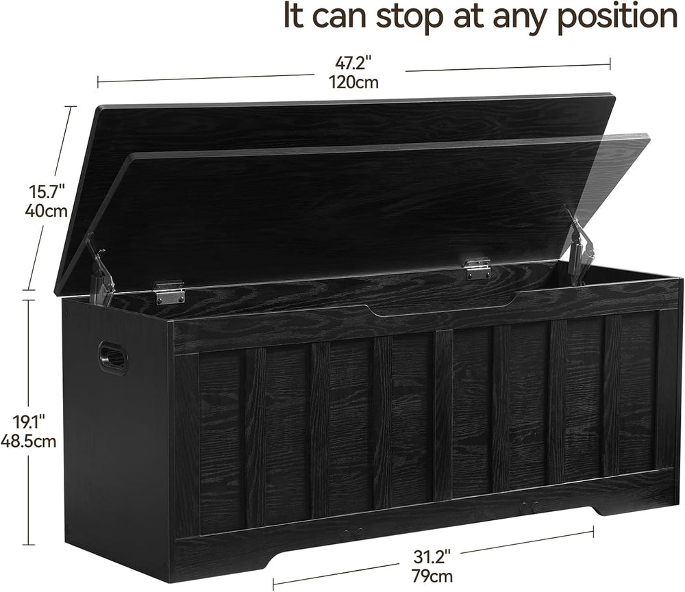 VANKILEY 47.2" Storage Chest Extra Large, Storage Bench(Black)