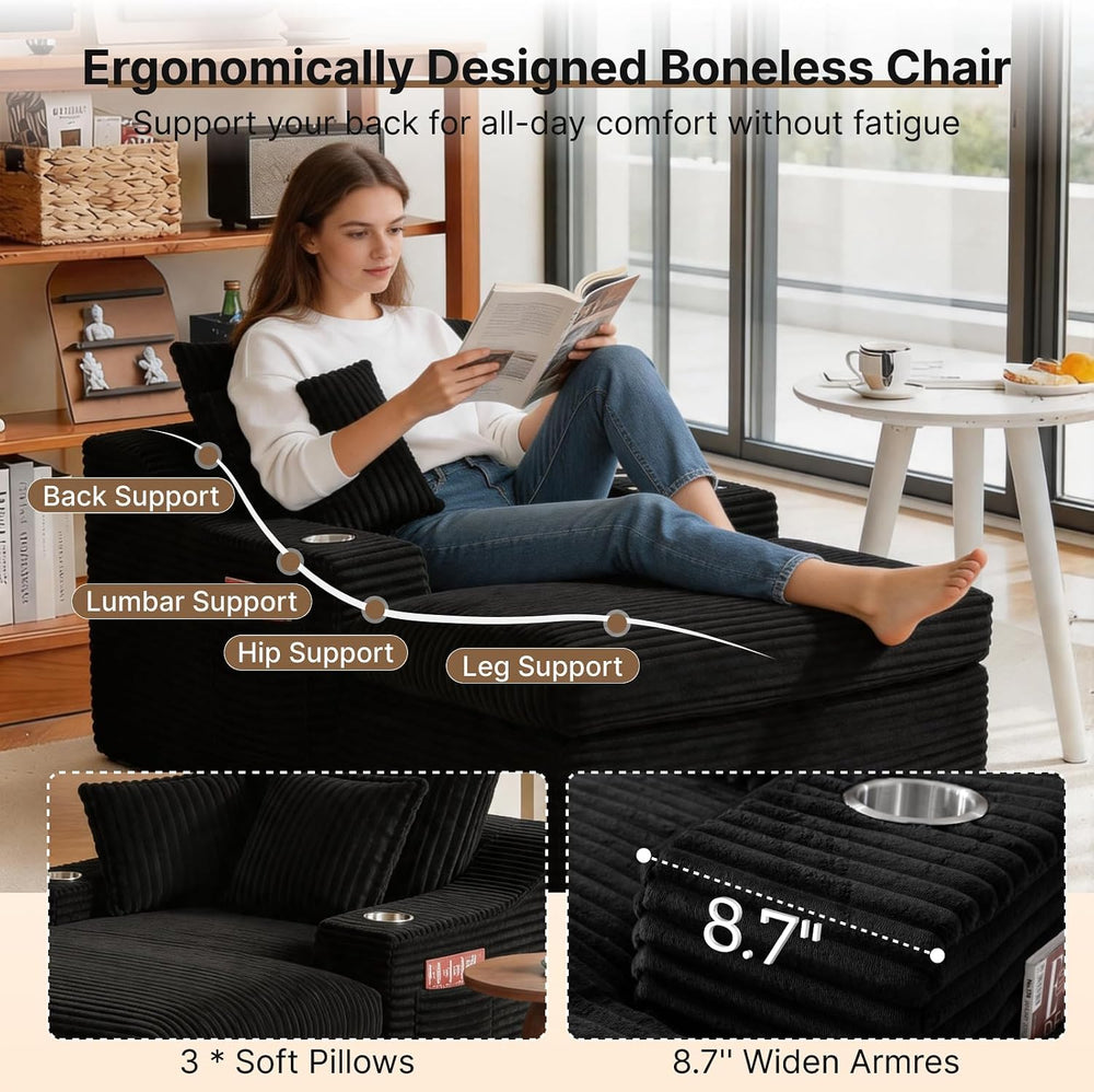 Oversized Chaise Lounge Chair Indoor, Upholstered Sleeper Sofa Bed