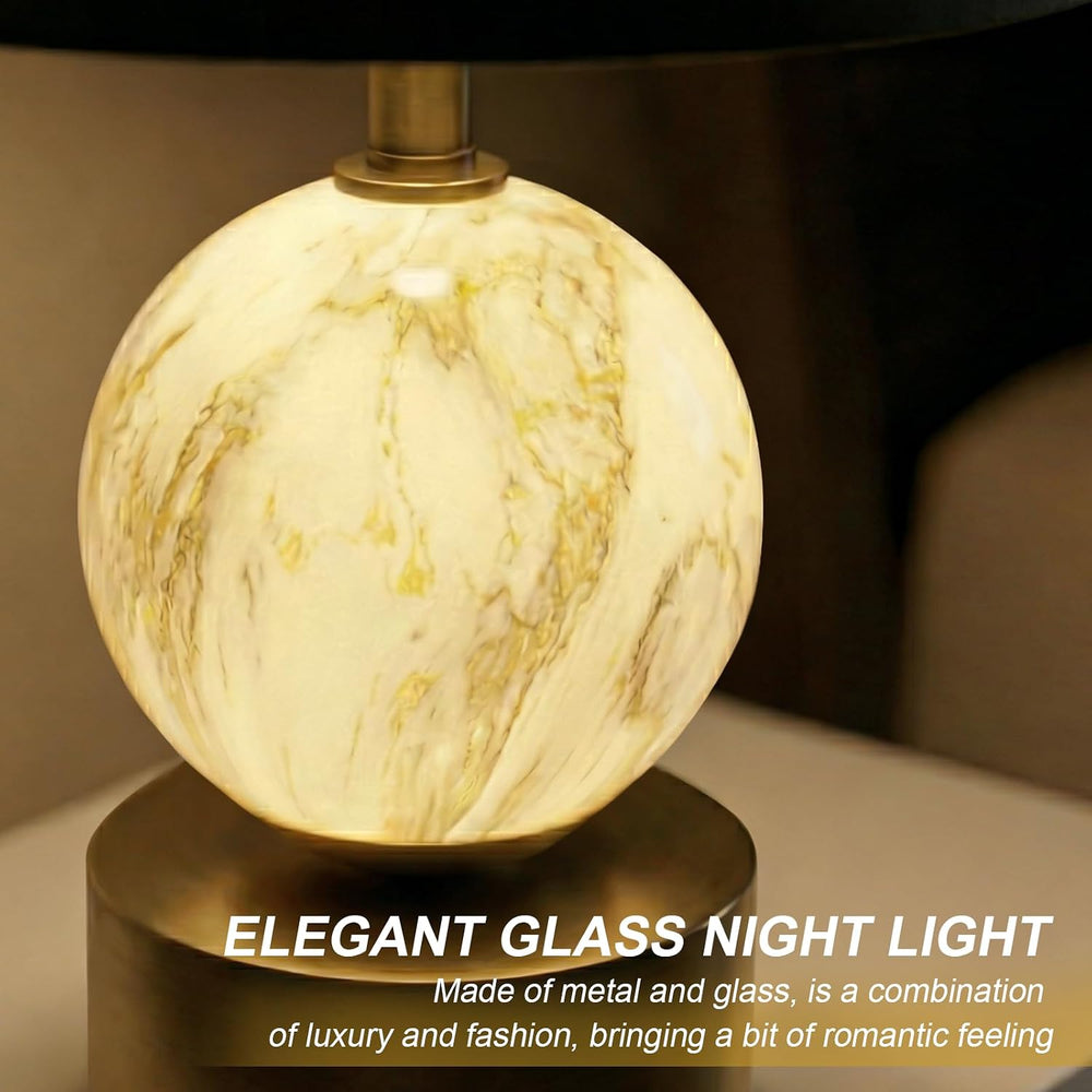 Oneach 20.5" Small Bedside Table Lamps for Bedroom Nightstands, Gold Gla...