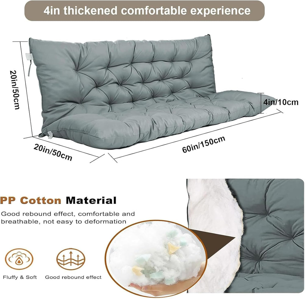 Outdoor Swing Cushions Waterproof, Light Gray, 40×60in