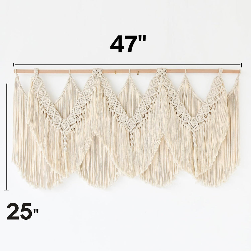 Macrame Wall Hanging Wedding Hanger Tassel Knotting Boho Decor 47"W*25&q...