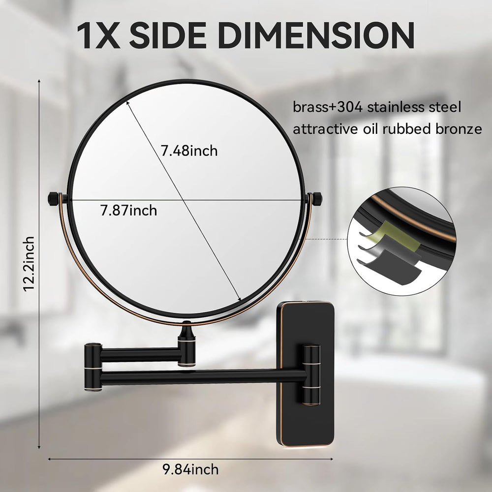 Nicesail Wall Mounted Magnifying Makeup Mirror Oil Rubbed Bronze 10x 8inch