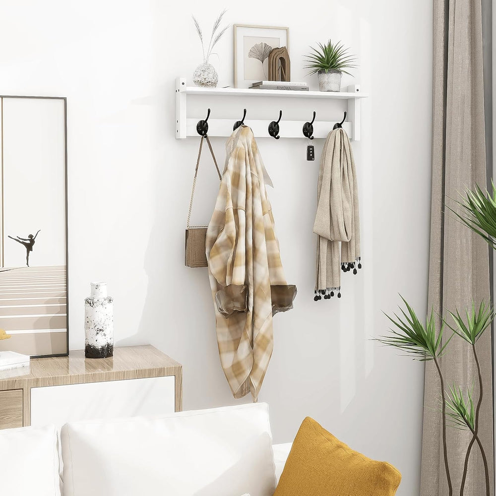 Homode Coat Rack with Shelf Wall Mount, 24 Inch Long Wall Shelf with Hooks Un...