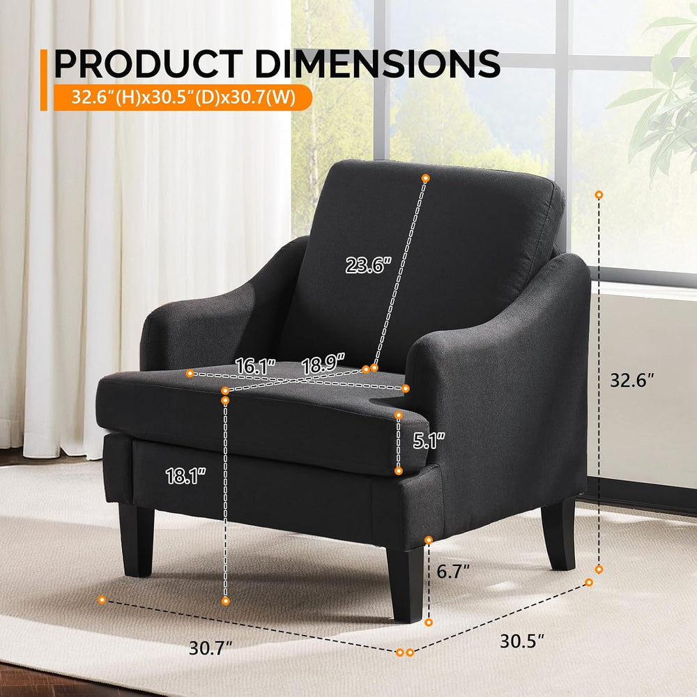 VINGLI Accent Chair, Small Cozy Upholstered Armchair, Compact Reading Chair