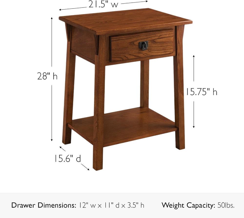 Leick Home Mission Nightstand Side Table, 22", Russet