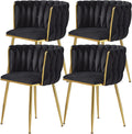 Dining Chairs, Black Velvet Dining Chairs Set of 4