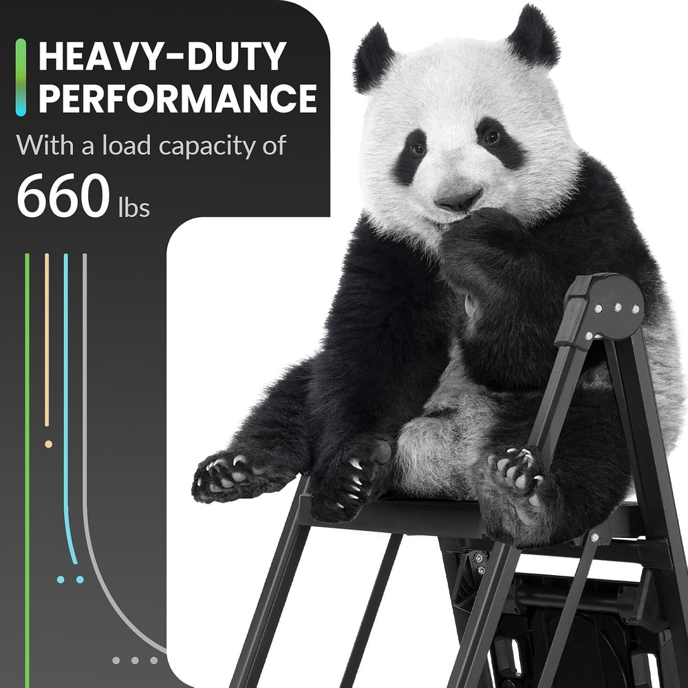 XinSunho 3 Step Stool, Heavy Duty Steel with Foldable Handrail & Tool Tray