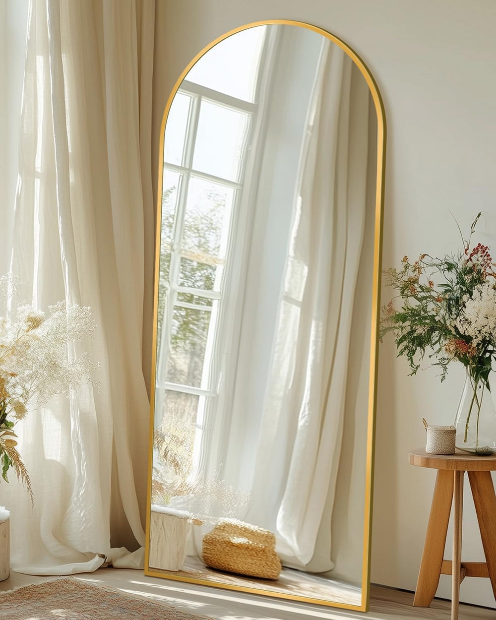 58"x19" Arched Full Length Mirror with Stand,Full Body Floor Mirror