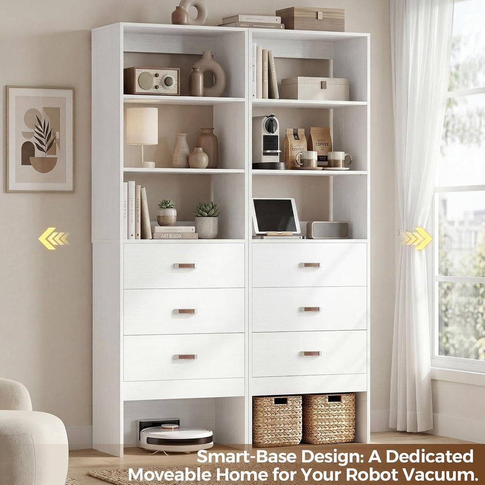 Freestanding 3.5FT Closet System with Leather Handles for Small Space White