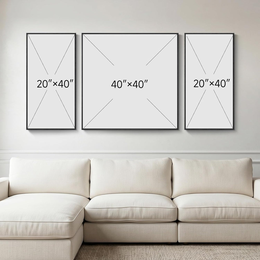 Extra Large Framed Modern Abstract Wall Art for Living Room, 3 Piece Set