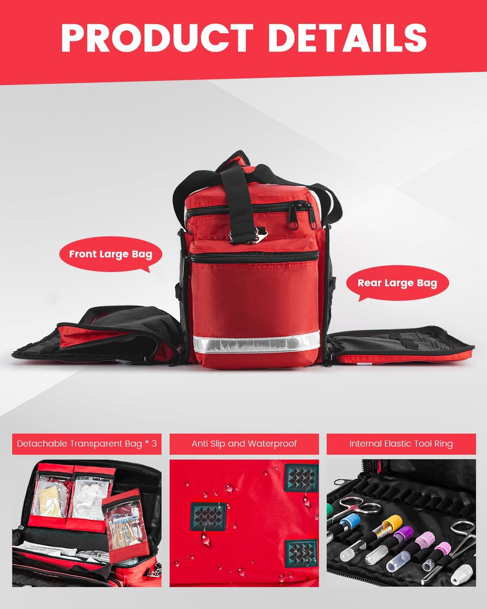 Large Medical Bag Empty, Paramedic Bag EMT Trauma for First Responders