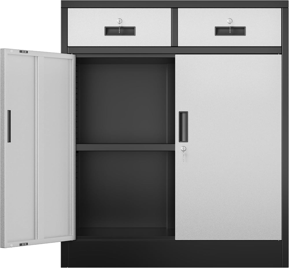 BESFUR Metal Storage Cabinet, Garage Storage Cabinet with 2 Drawers and Adjus...