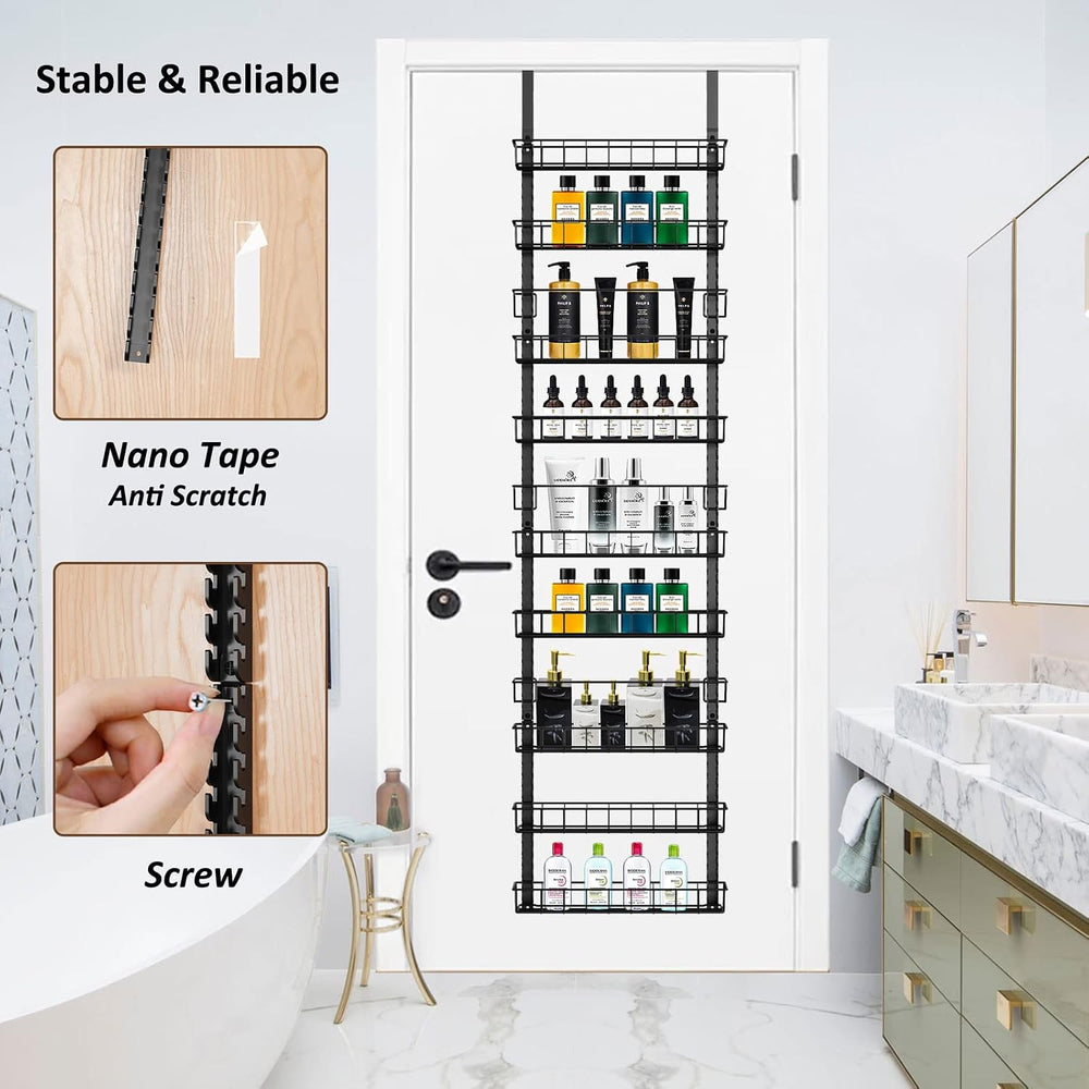 Churboro 9 Tier Over Door Pantry Organizer, 2-in-1 Adjustable Spice Rack