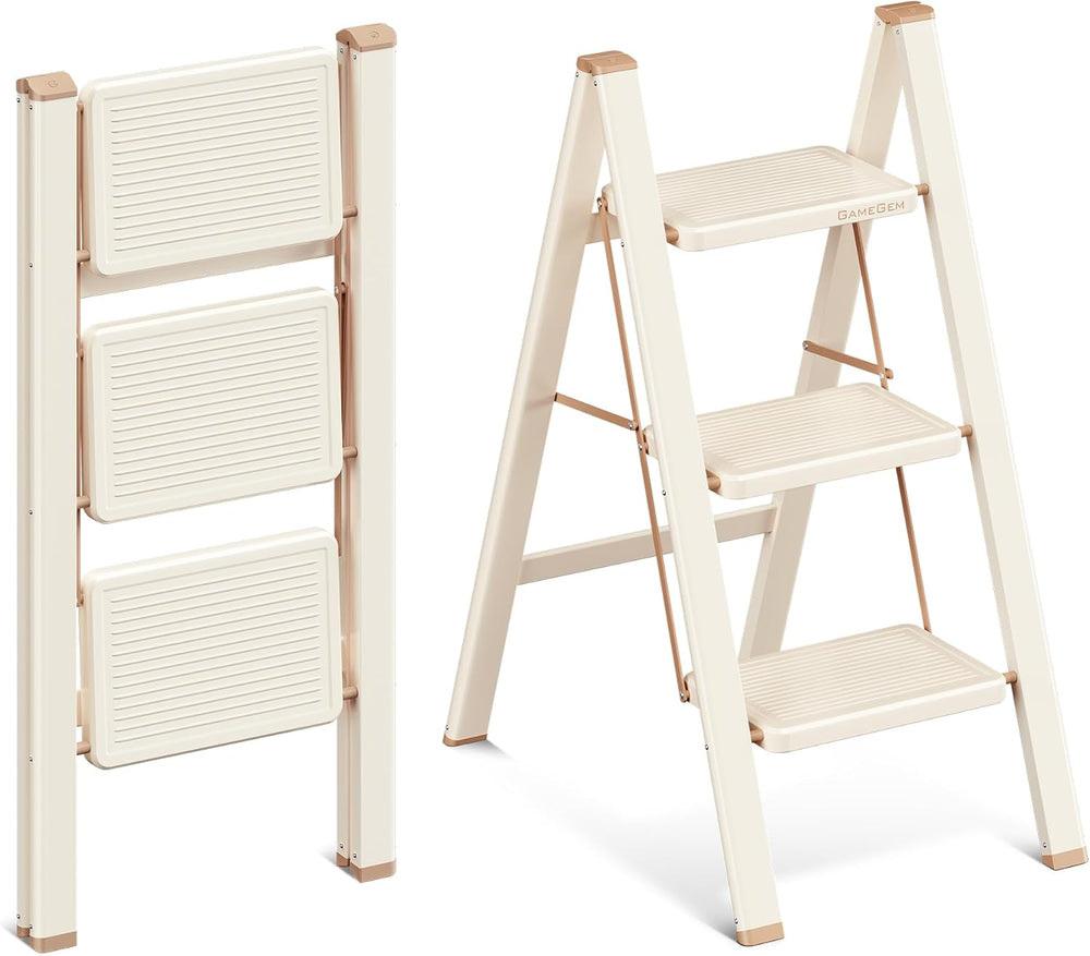 3 Step Ladder, Folding Step Stool with Anti Slip Widened Pedal