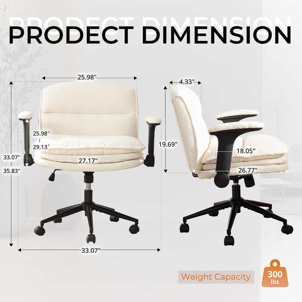 Dowinx Criss Cross Chair with Adjustable Flip-up Arms and Wheels, Comfort Erg...