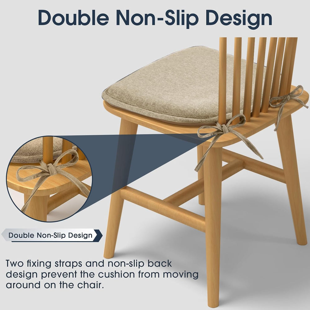 TushGuard Chair Cushions, 4 Pack Memory Foam Chair Pads, Khaki