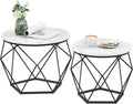 VASAGLE Small Round Coffee Table Set of 2, with Steel Frame