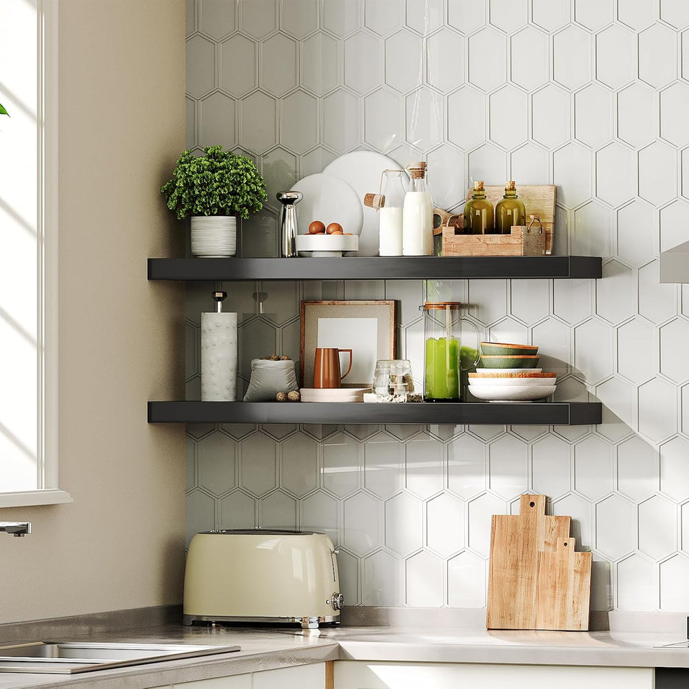 HOOBRO Floating Shelves for Wall, Wall Mounted Shelf Set of 2, 31.5" Han...