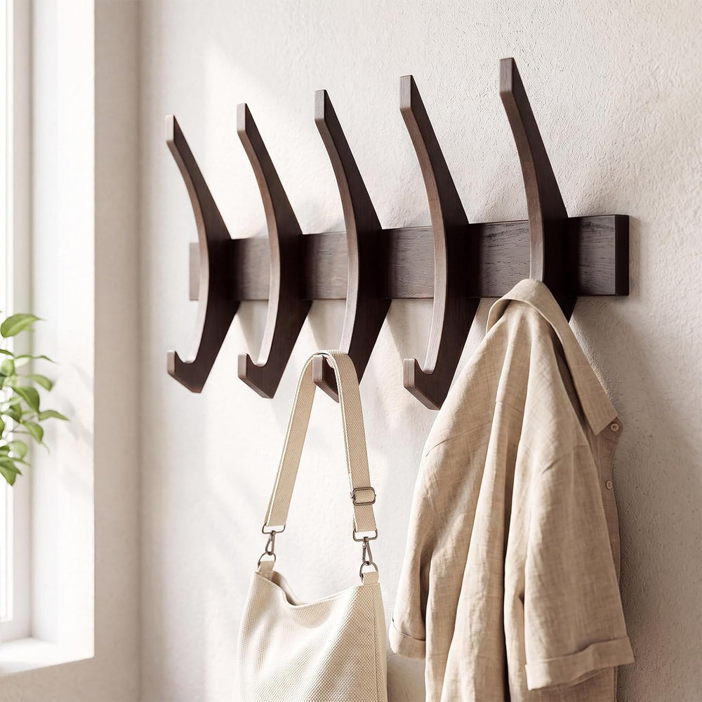 Marsui 21'' Wooden Coat Rack Wall Mounted with 5 Hooks