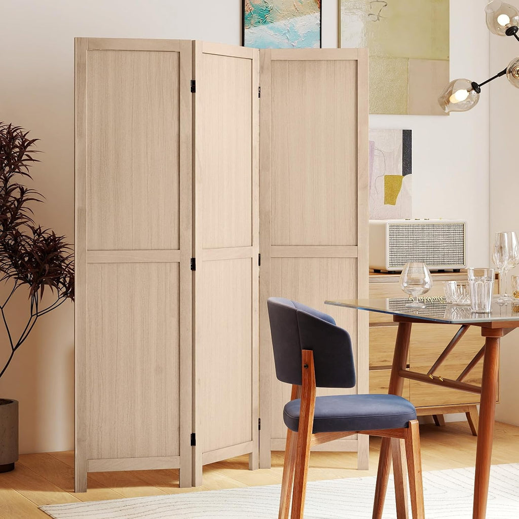 GIANTEX 3 Panel Folding Wooden Room Divider 67" Tall, No Assembly