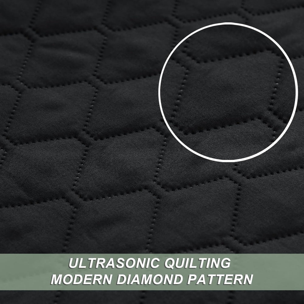 Exclusivo Mezcla Reversible King Size Quilt Bedding Set, Black