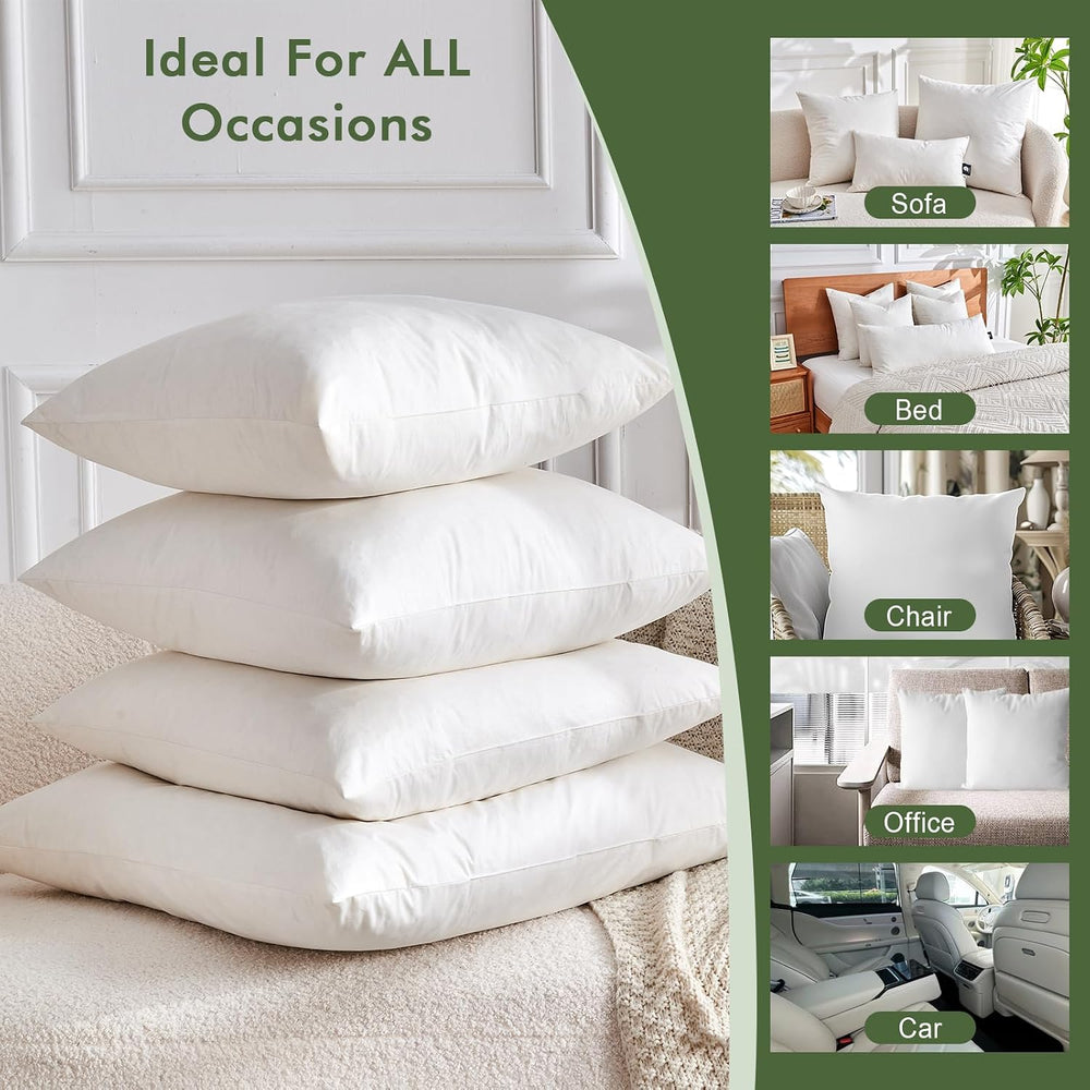 TOPGREEN Feather Down Throw Pillow Inserts 20 x 20, Set of 2, 100% Organic Co...