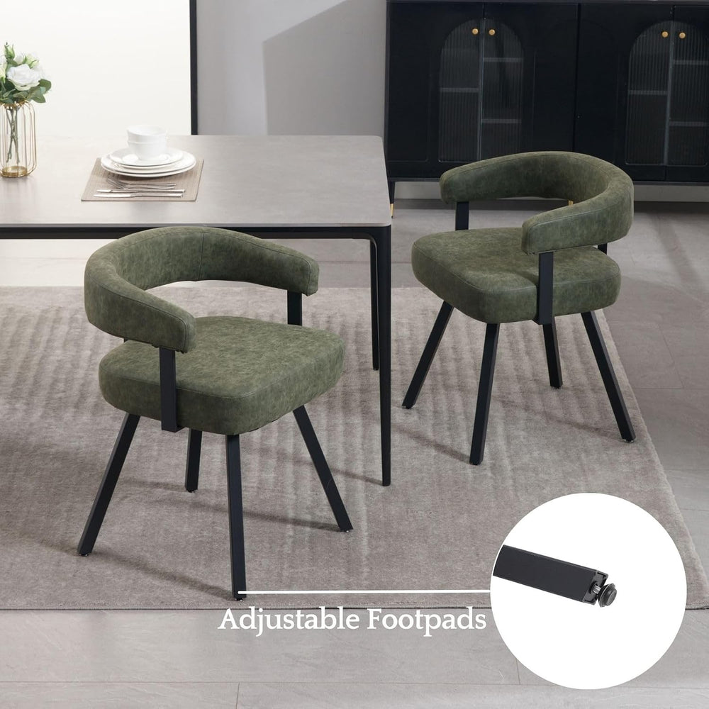 LukeAlon PU Leather Dining Chairs Set of 2, Upholstered Armchair with Padded ...