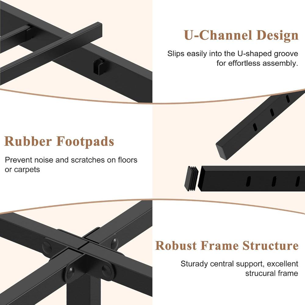 HOBINCHE 20 Inch Full Size Bed Frame, No Box Spring Needed, Heavy Duty Black ...