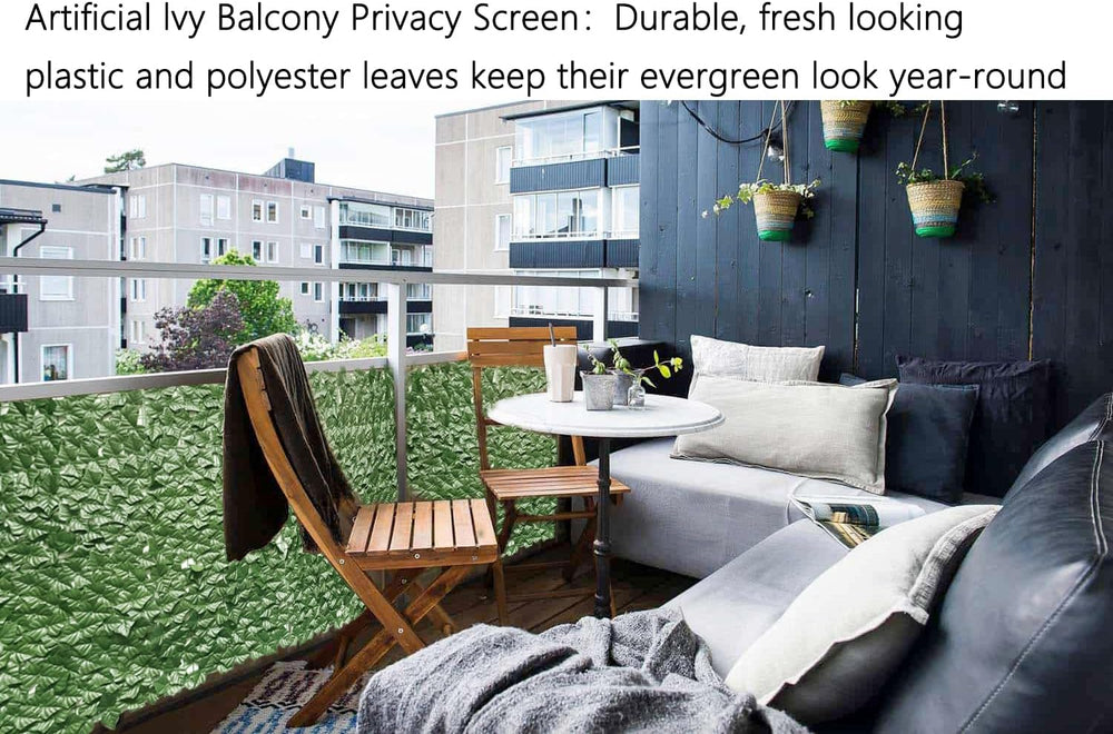 Privacy Fence Screen Artificial Ivy Grass Wall Screen 240x40 in Balcony Fence...