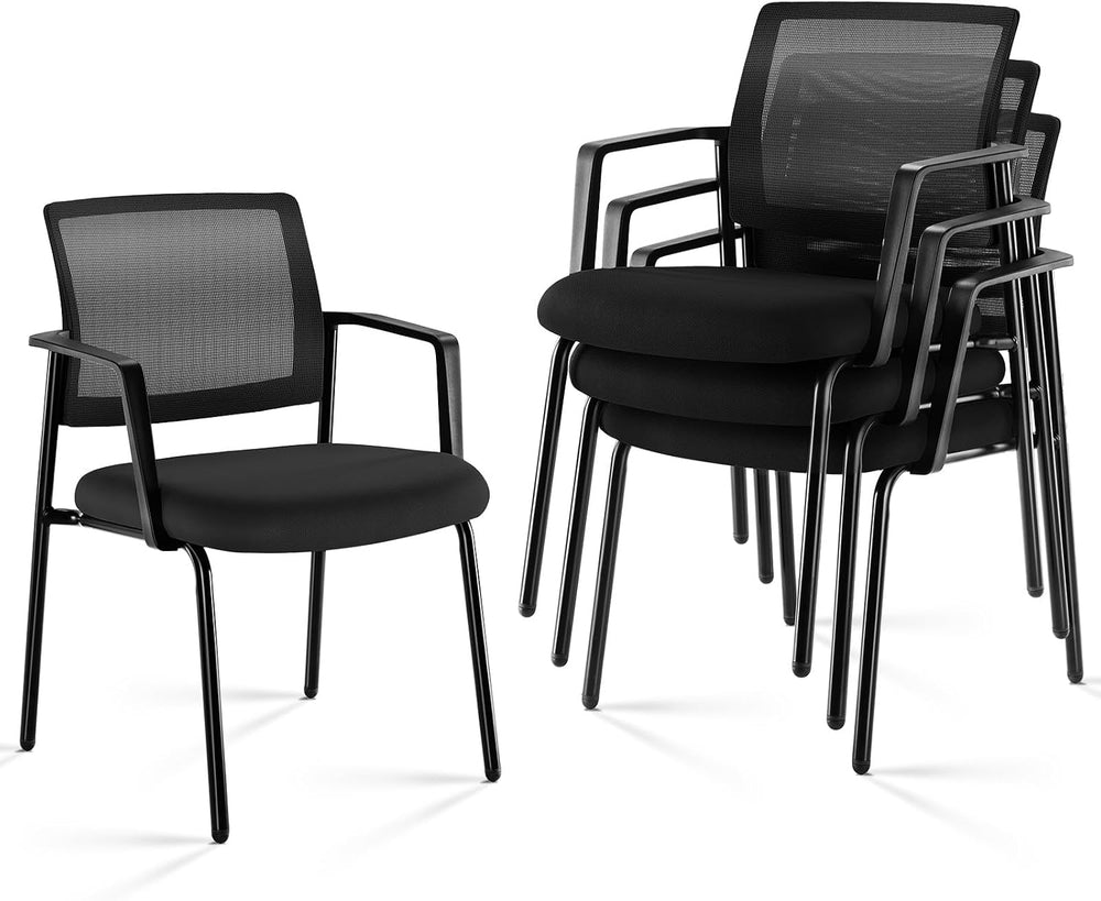 DUMOS Stacking Arm Chairs 1 Pack, Mesh Office Guest Reception Chairs