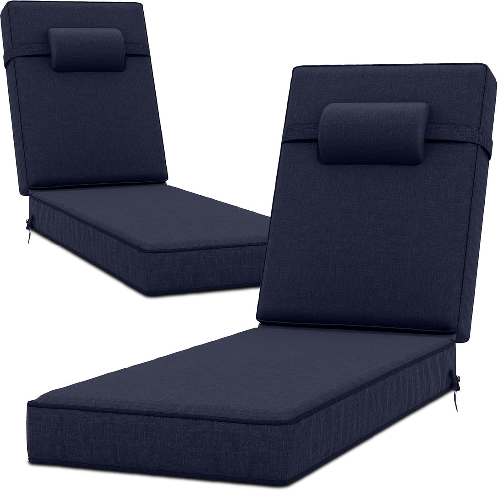 72 x 21 x 4 Inch Olefin Chaise Lounge Cushions, Lounge Chair Cushions with He...
