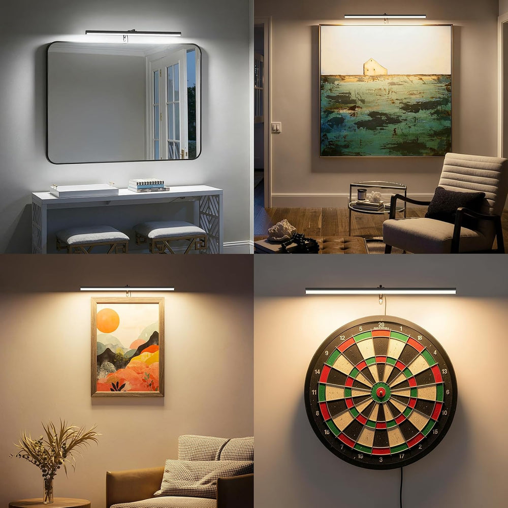 24" Plug in LED Picture Light, 9W Black Remote Control Wall Light