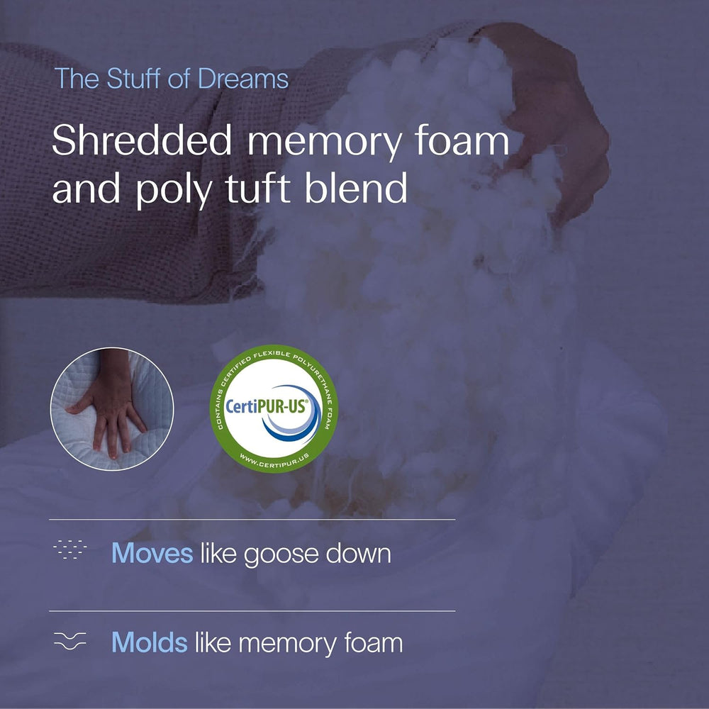 DreamyBlue Moon Pillow King, Adjustable Shredded Memory Foam