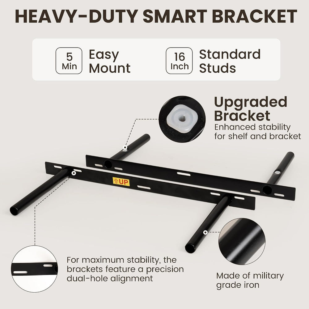 Dreamland Floating Shelves for Bathroom, 16 Inch Wall Mounted Shelf Black