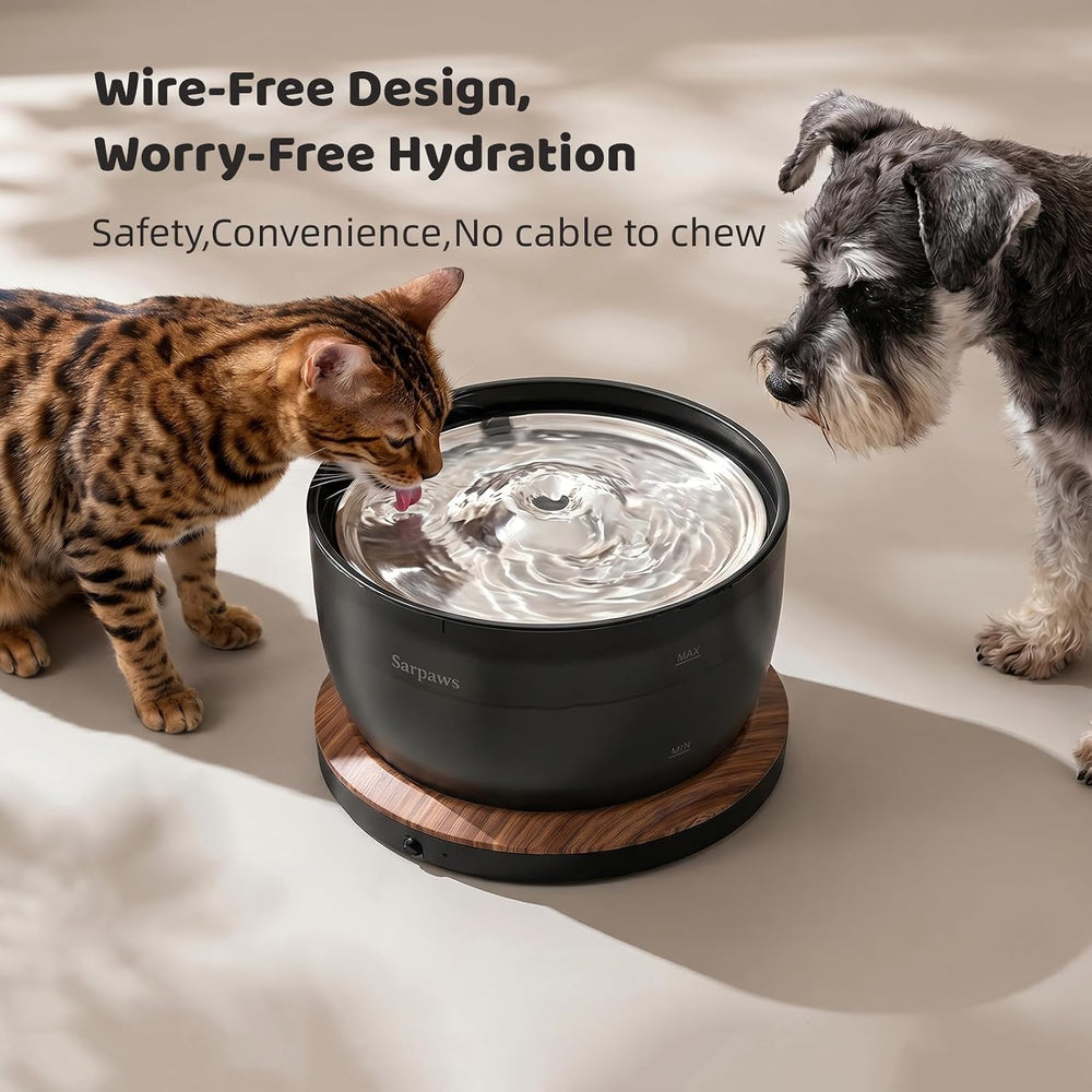 Sarpaws Cat Water Fountain, Wireless Battery Operated 101oz/3L Pet Fountain w...